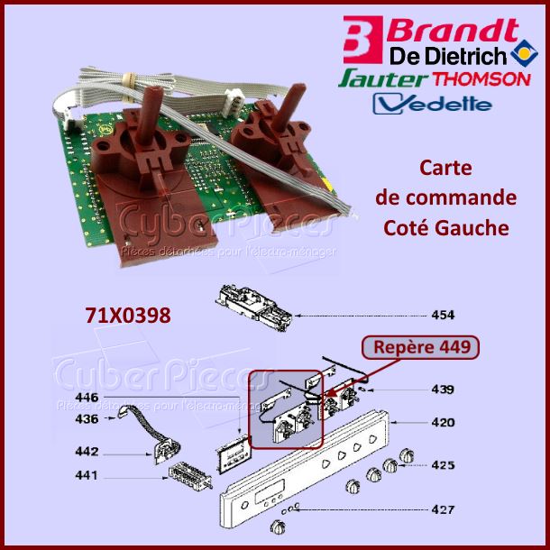 Carte de commande Gauche Brandt 71X0398