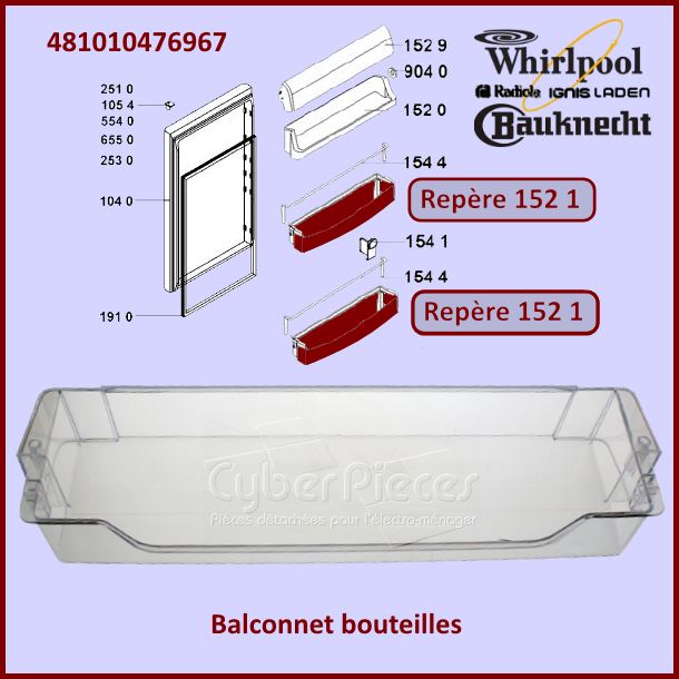 Balconnet Bouteilles Whirlpool 481010476967
