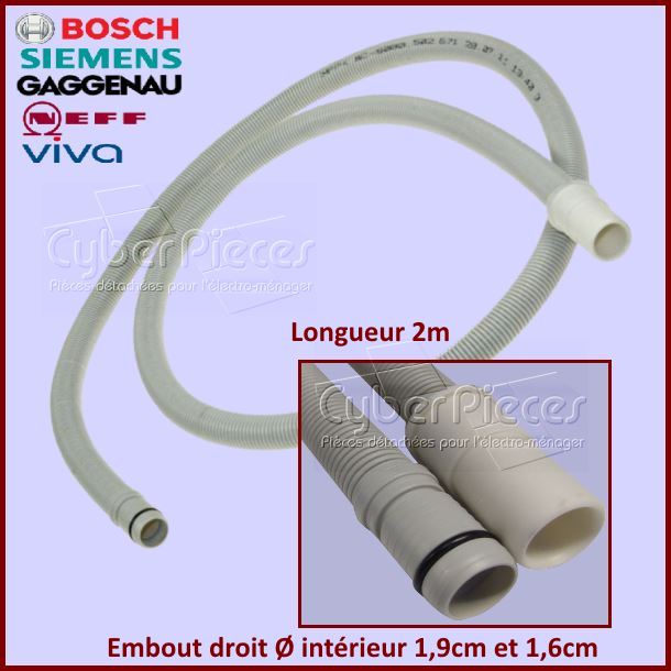 Tuyau de vidange 2m à embout droit Bosch 00112068