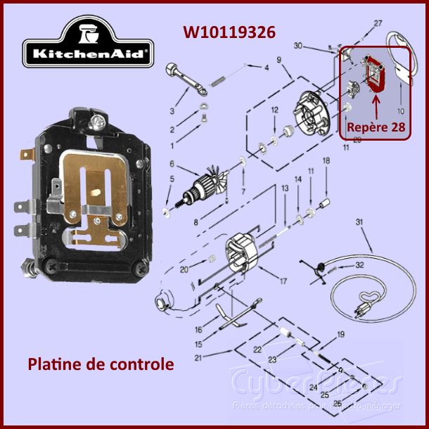 Platine de contrôle Kitchenaid 4162402 W10119326