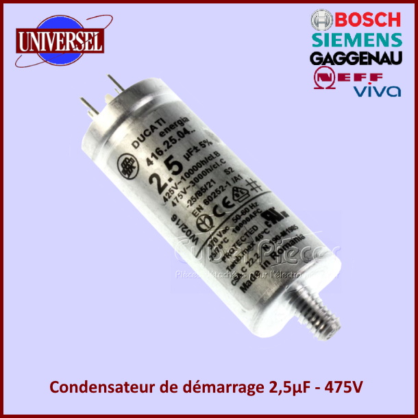Condensateur 2,5µF (2.5mF) 475V BOSCH 00183639