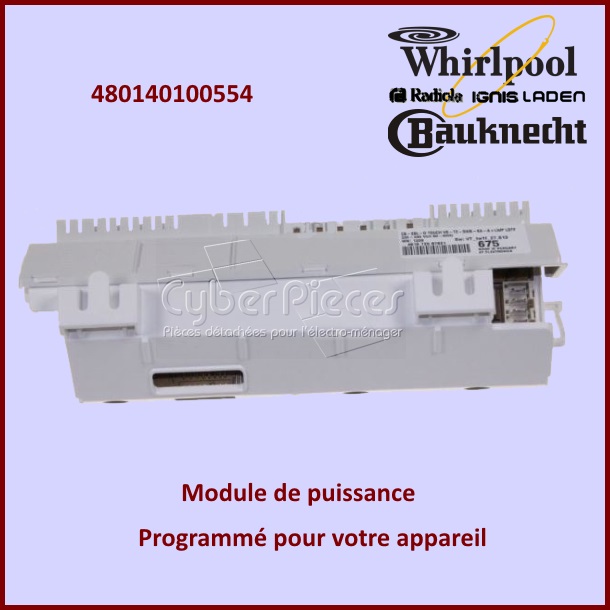 Carte électronique configurée Whirlpool 480140100554