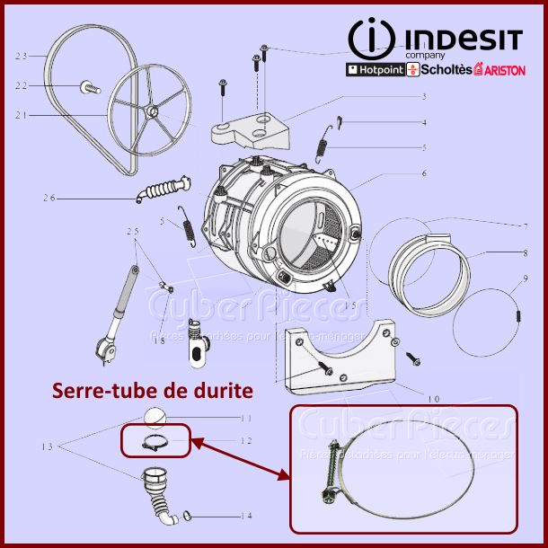Serre-tube durite Indesit C00094908