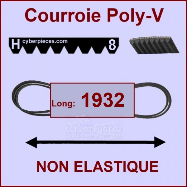 Courroie 1932H8 non élastique