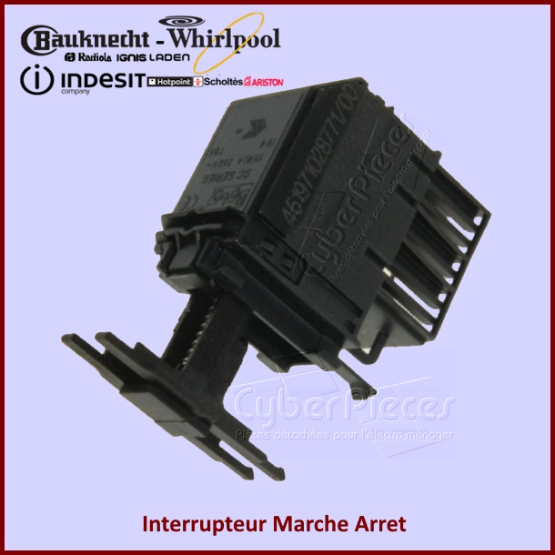 Bouton switch Marche Arrêt 461971028771 Whirlpool 481227618277