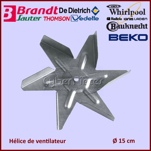Hélice ventilateur de four D.15cm Brandt 74X6900