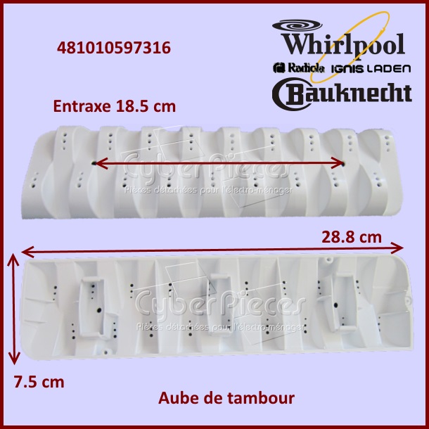 Aube de brassage Whirlpool 481010597316