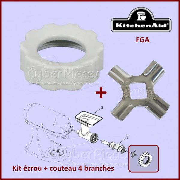 Kit écrou de serrage et couteau 4 branches Kitchenaid