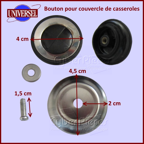 Poignée Bouton universel pour couvercle casseroles