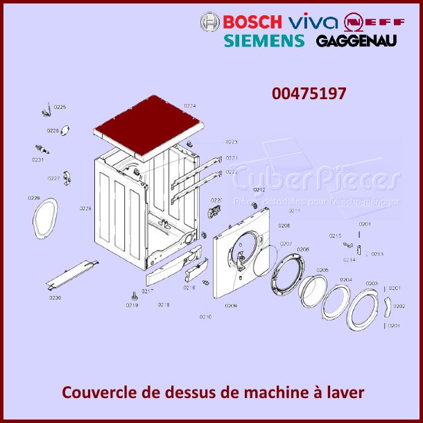 Couvercle de dessus Bosch-Siemens 00475197