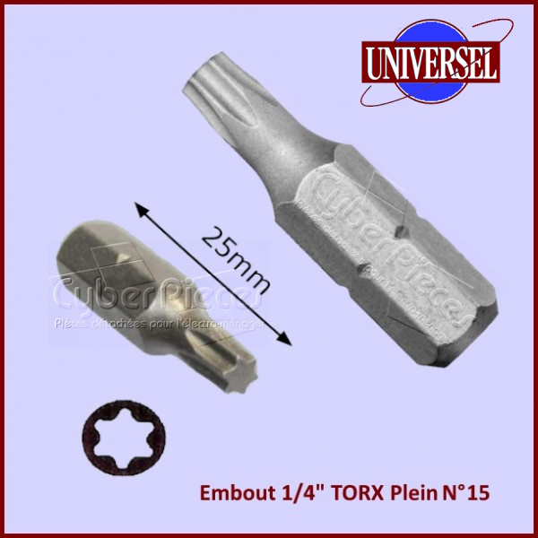 Embout 1/4" TORX Plein T15