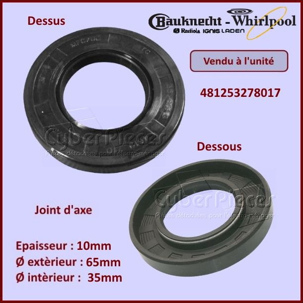 Joint d'axe 65x35x10mm Whirlpool 481253278017