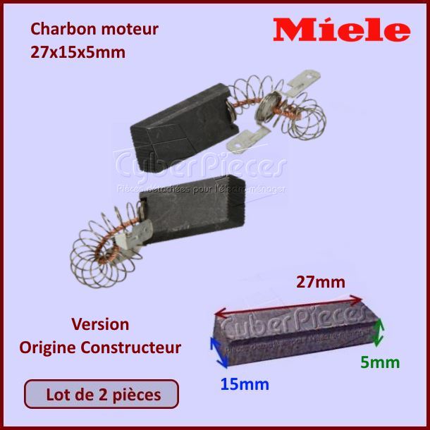 Charbon moteur 27x15x5mm *Origine* Miele 1689370