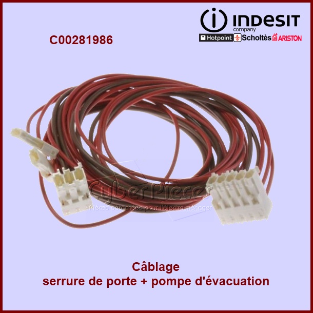 Câblage pour  serrure de porte et pompe de vidange C00281986