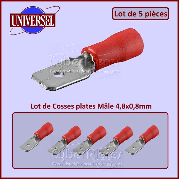 Lot de Cosses plates Mâle 4,8x0,8mm