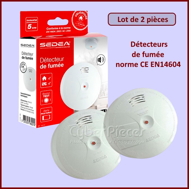 Lot de 2 Détecteurs de fumée norme CE EN14604