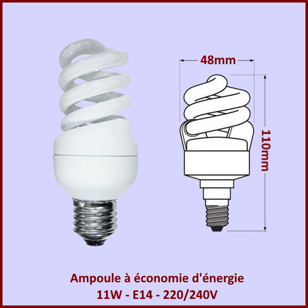 Ampoule spirale 11W - E14 - 220/240V