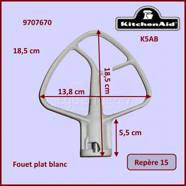 Mélangeur plat blanc K5AB Kitchenaid 9707670