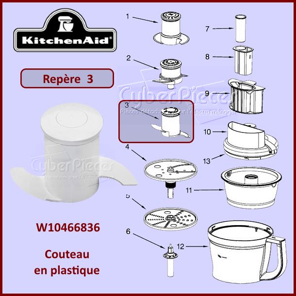 Couteau plastique kitchenaid W10466836