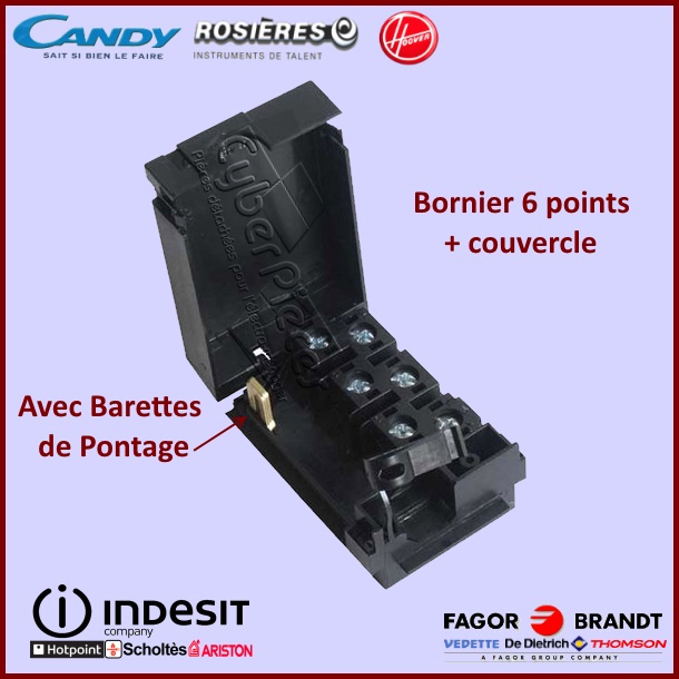 Bornier 6 Points + Capot Noir Indesit C00136759