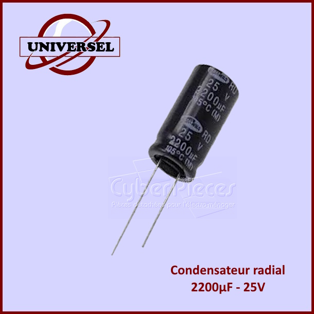 Condensateur radial 2200µF - 25V