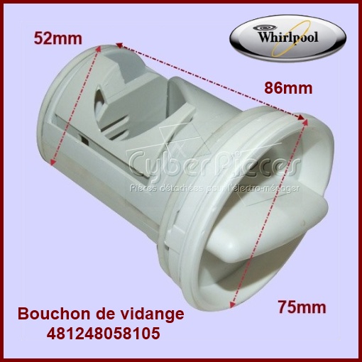 Bouchon de vidange pour corps de filtre Whirlpool 481248058105