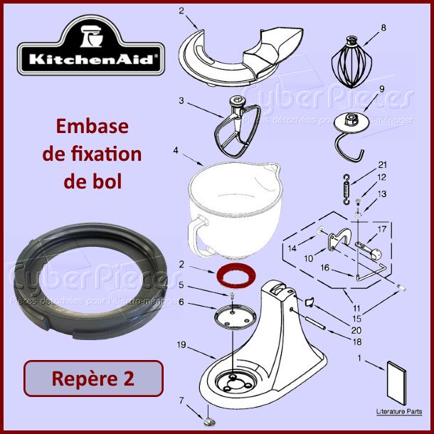 Embase en caoutchouc pour bol Kitchenaid W10220977