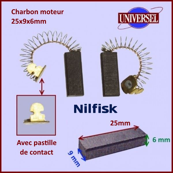 Charbon moteur 25x9x6mm Nilfisk