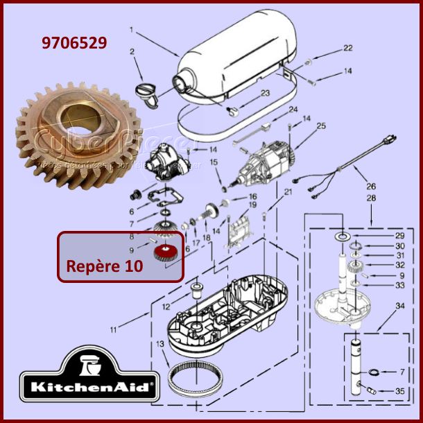 Entraineur sur l'Arbre Principal Kitchenaid 9706529