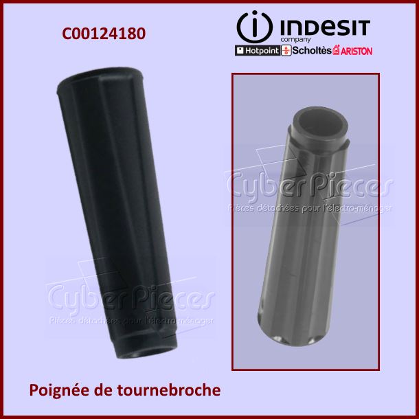 Poignée noire de tourne broche Indesit C00124180