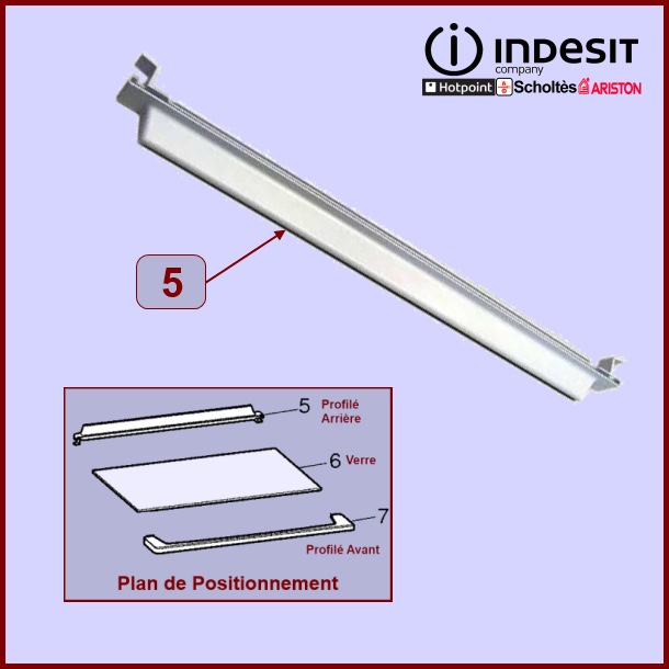 Profilé Blanc de Clayette En Verre Indesit C00114605
