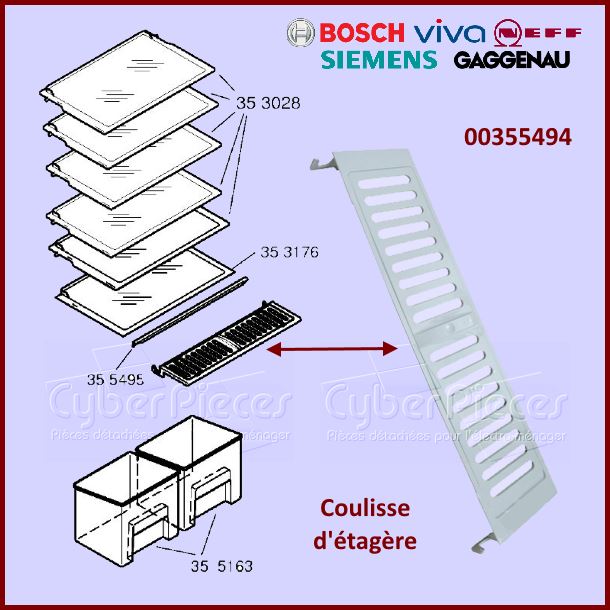Coulisse étagère BOSCH 00355494