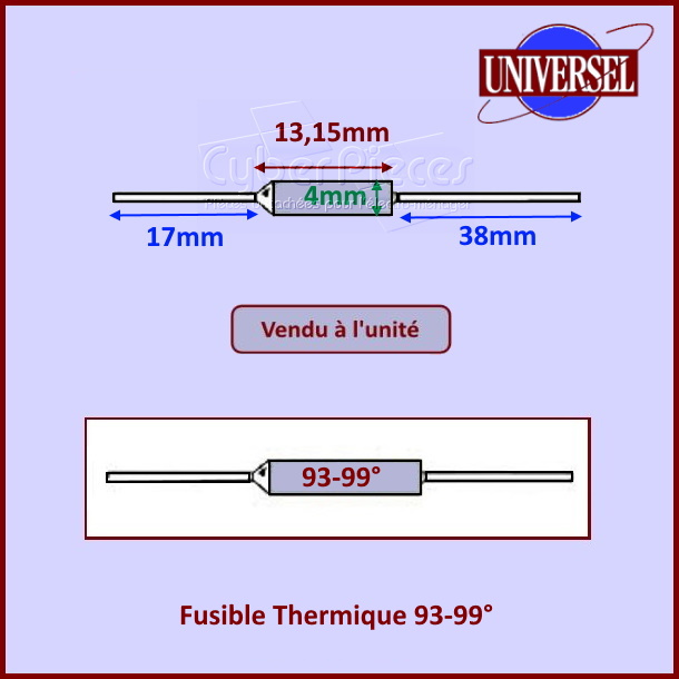 Fusible Thermique 93-99° / 10A / 250V