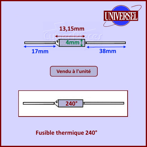 Fusible Thermique 240° / 10A / 250V