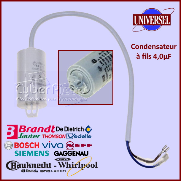 Condensateur à fils 4,0µF (4mF) 400V