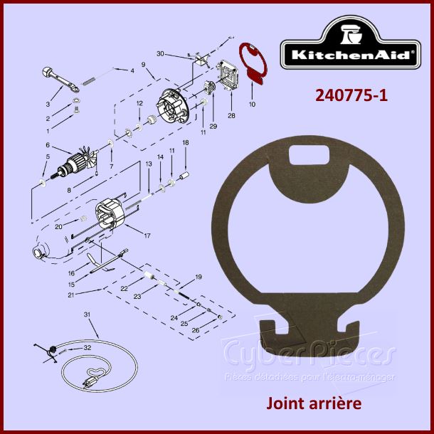 Joint arrière Kitchenaid 240775-1