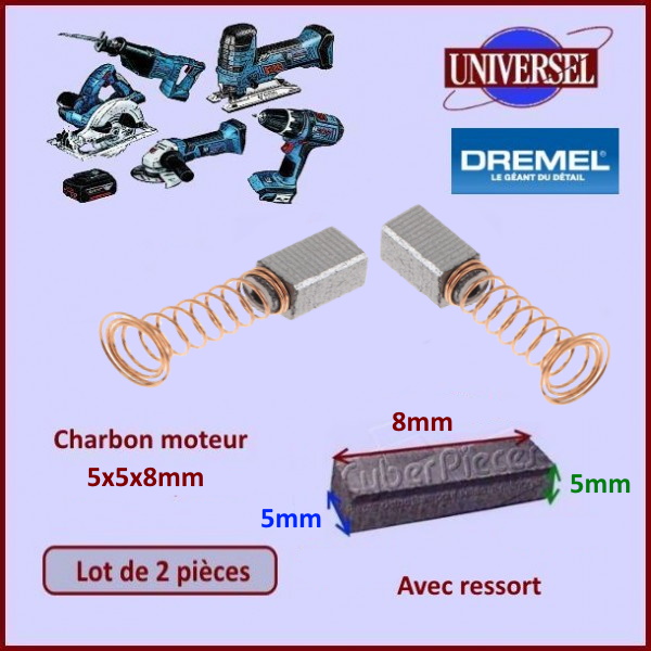Lot de 2 Charbons moteur 8x5x5mm DREMEL