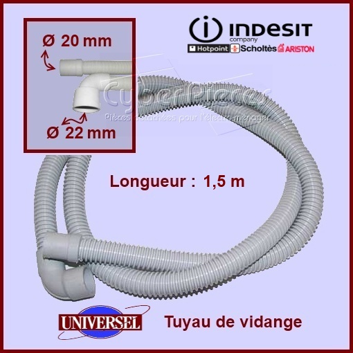 Tuyau de vidange coudé 1.50m