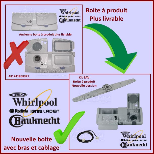Boite à produit (nouvelle version) Whirlpool 480131000162