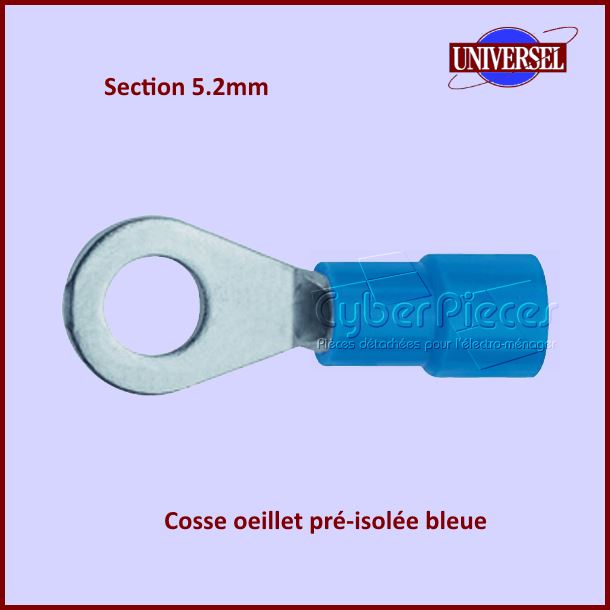 lot de 5 Cosses oeillet pré-isolée bleue - Section 5.2mm