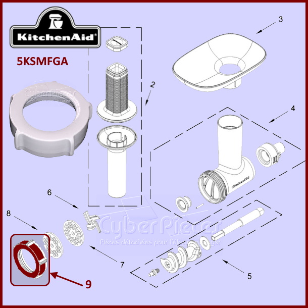 Écrou de serrage W11445834 Kitchenaid 5KSMFGA