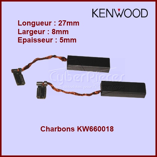 Lot de 2 charbons Kenwood - 8x5x27 - KW660018