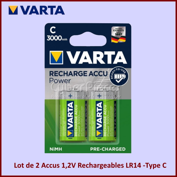 Lot de 2 Accus 1,2V Rechargeables LR14  -Type C