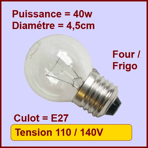 Lampe Sphérique E27 - 40w - 130v