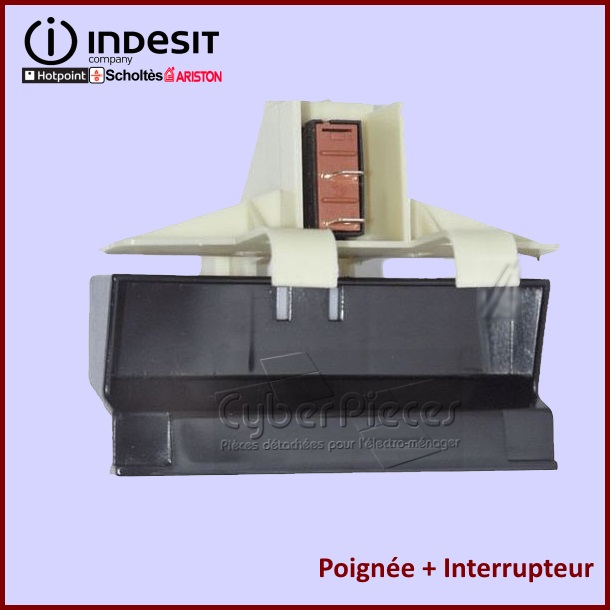 Kit Poignée Noire Complète + Interrupteur Indesit C00039361