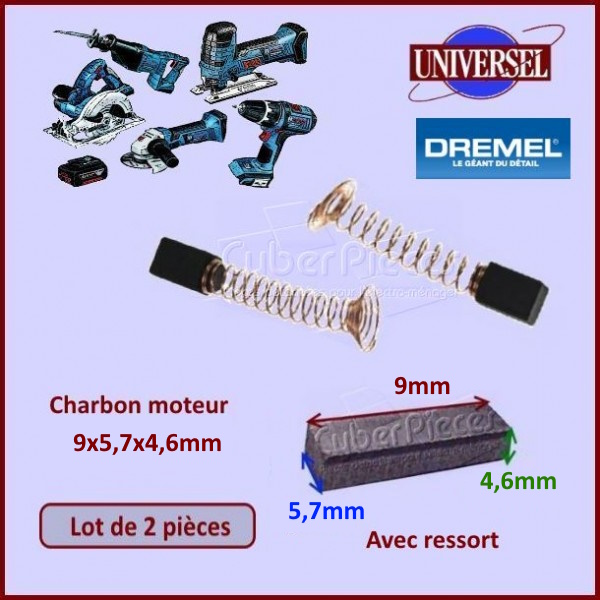 Lot de 2 Charbons moteur 9x5,7x4,6mm DREMEL 2615298790