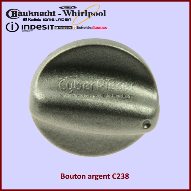 Bouton argent C238 Indesit C00083769