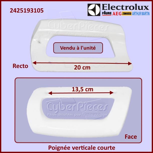 Poignée verticale courte Electrolux 2425193196