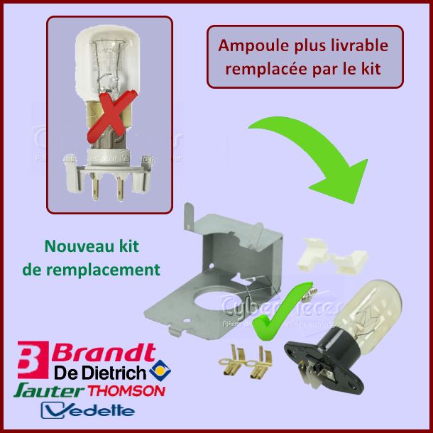 Kit lampe Brandt AS0068344 - Pièces Micro-ondes