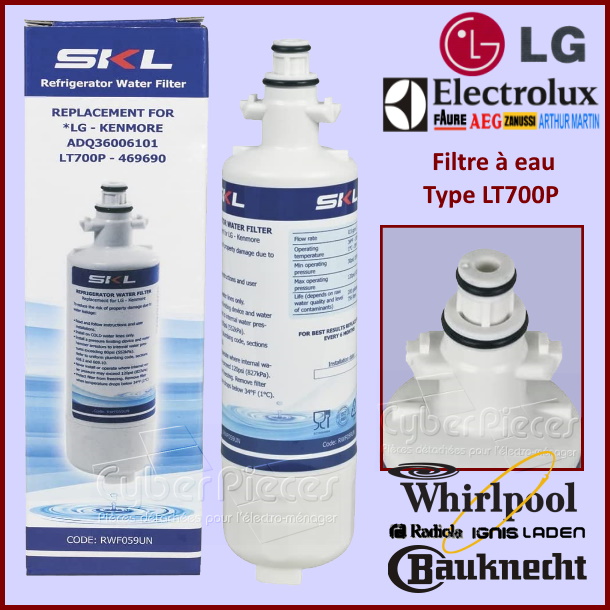 Filtre à eau Type LT700P pour réfrigérateur US